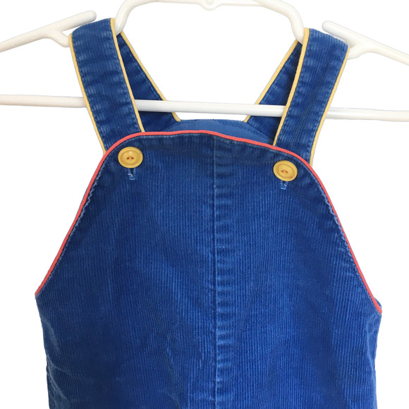 VTG 80s CARTER'S Truck Theme Corduroy Bubble Overalls in Blue USA SZ 12M - Picture 2 of 10